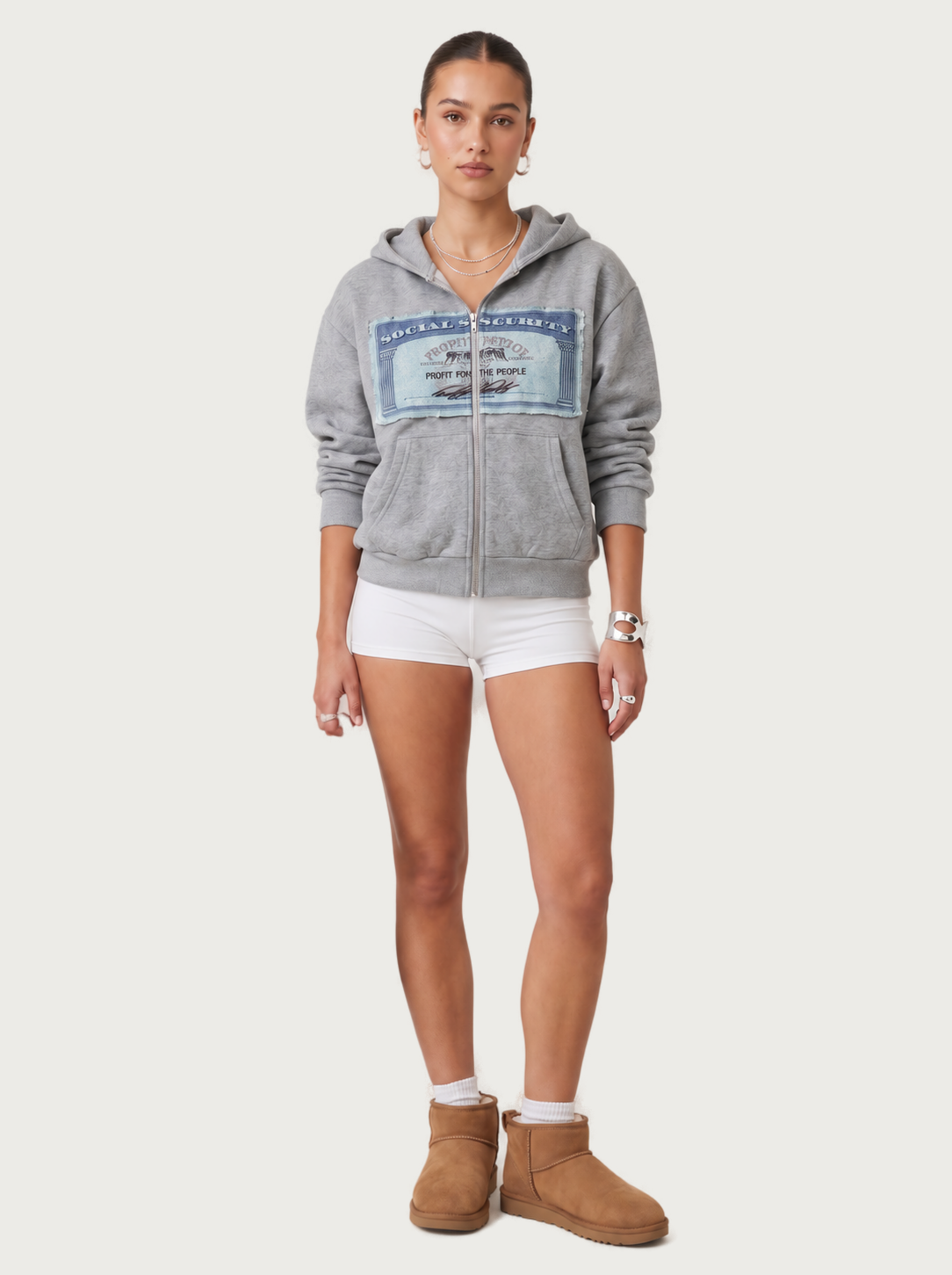 Grey Graphic Pullover Hoodie