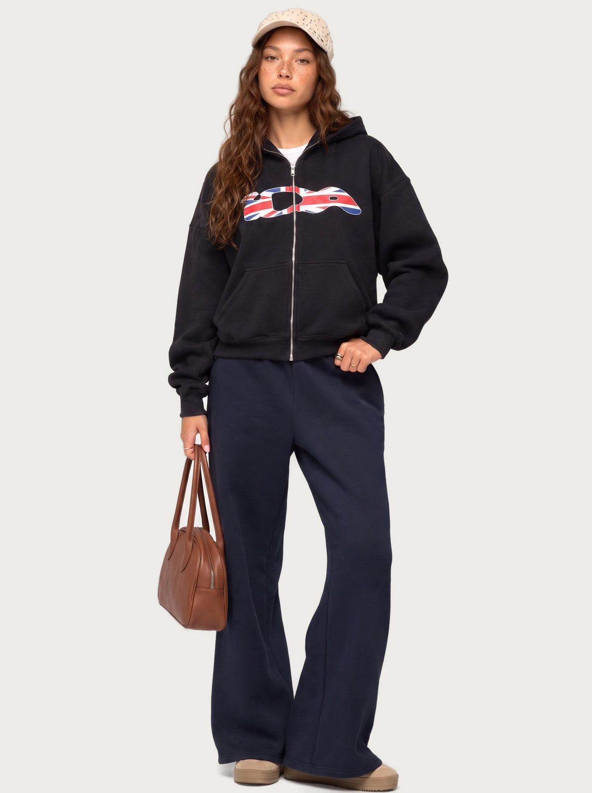 Black Union Jack Graphic Zip Hoodie