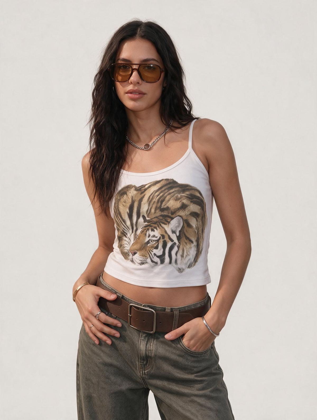 White Tiger Graphic Cami