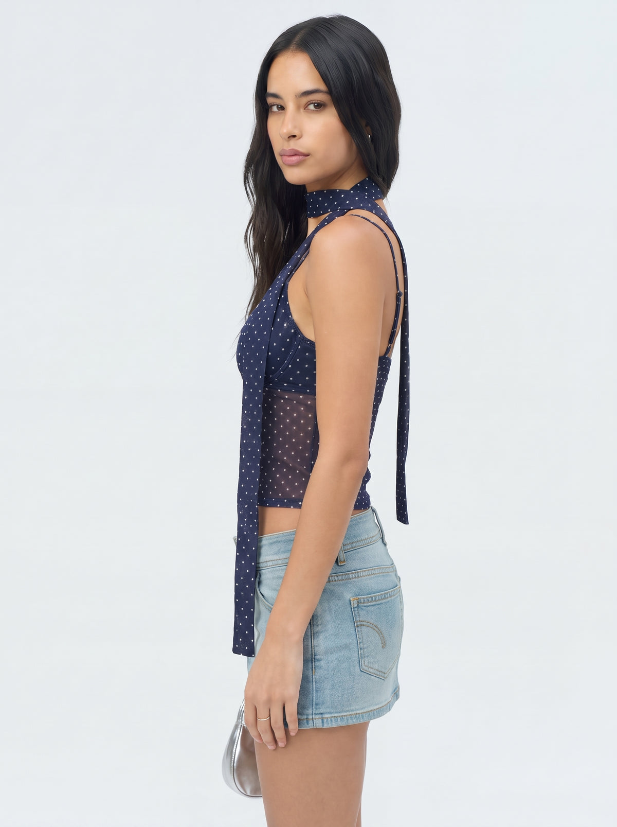 Black Embellished Halter Top