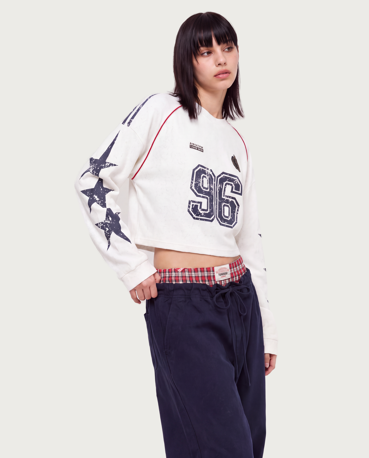 Navy Wide Leg Cargo Pants