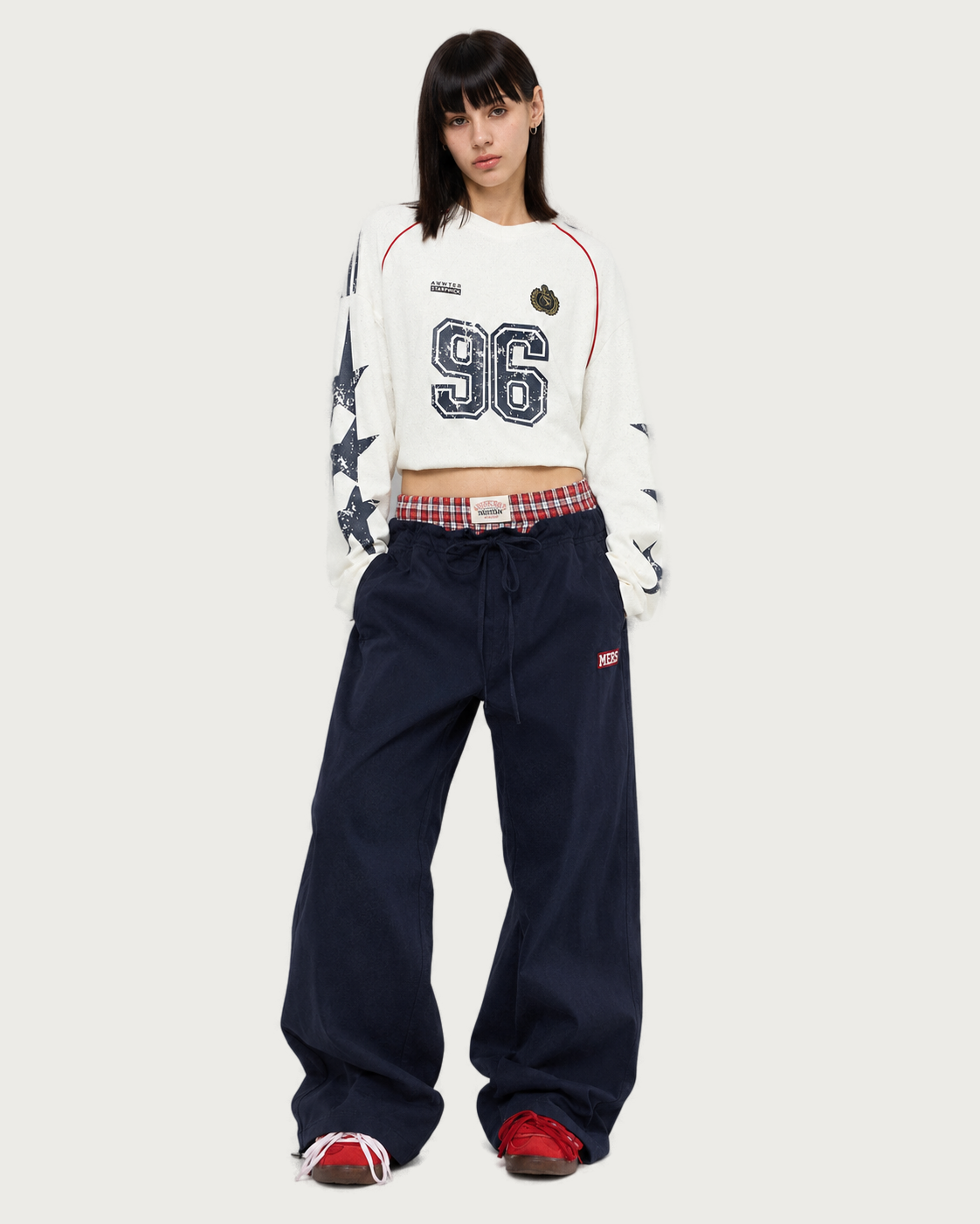 Navy Wide Leg Cargo Pants