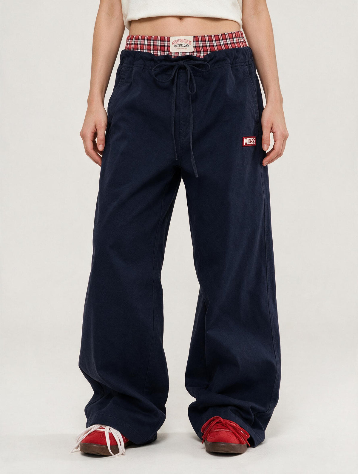 Navy Wide Leg Cargo Pants