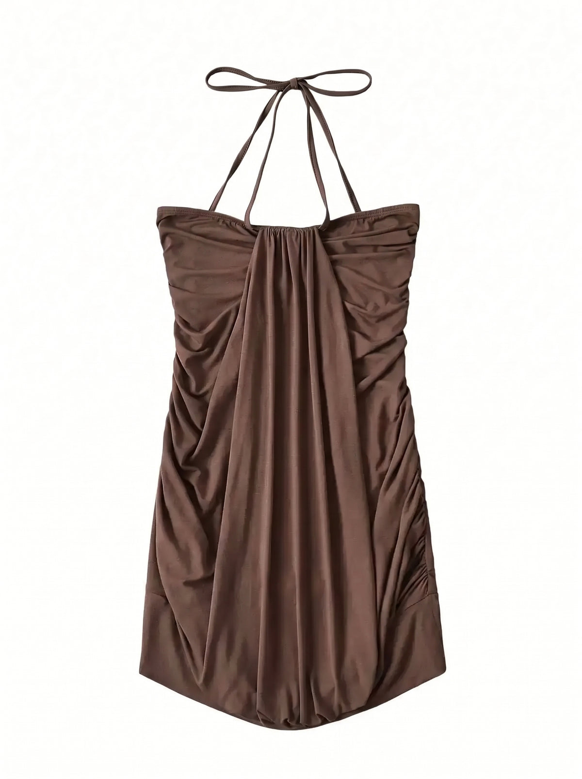Ruched Tie Neck Mini Dress