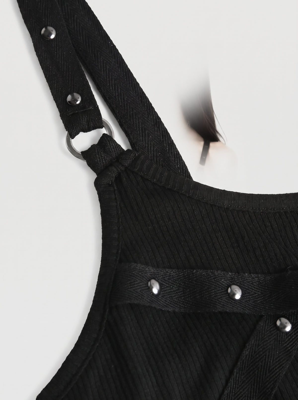 Studded Strap Ribbed Cami Top