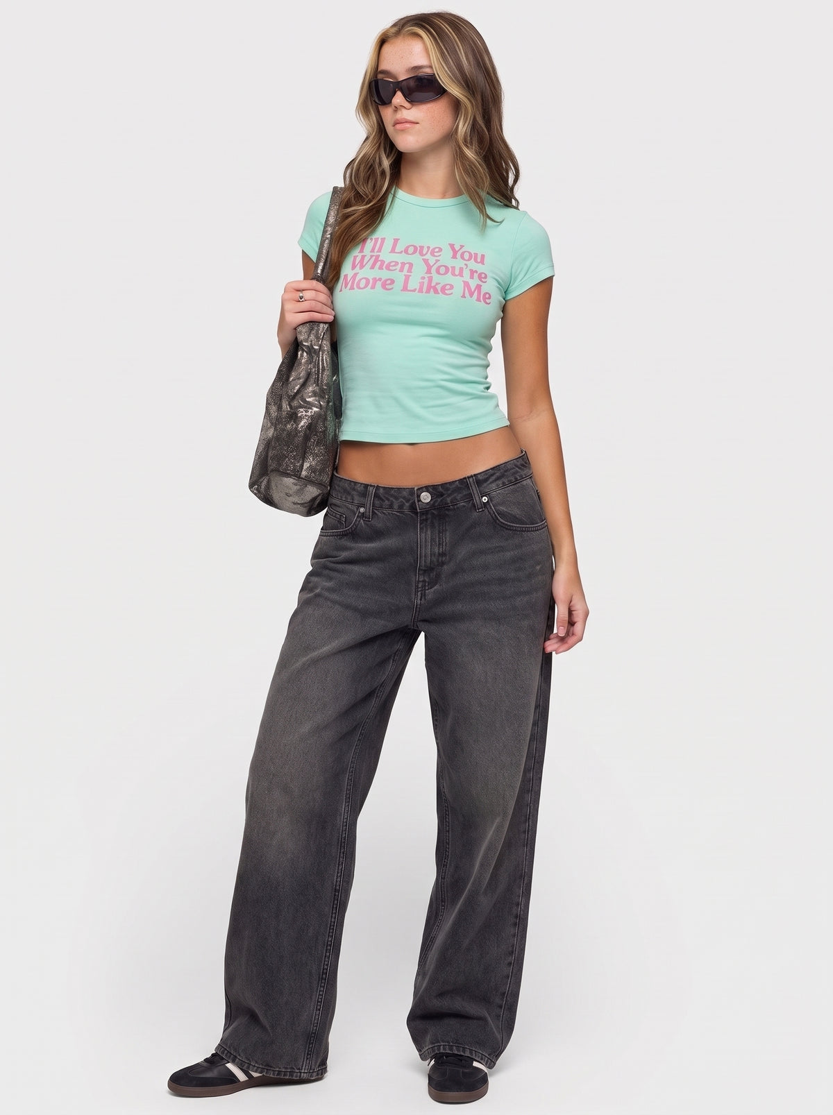 Mint Pink Slogan Baby Tee