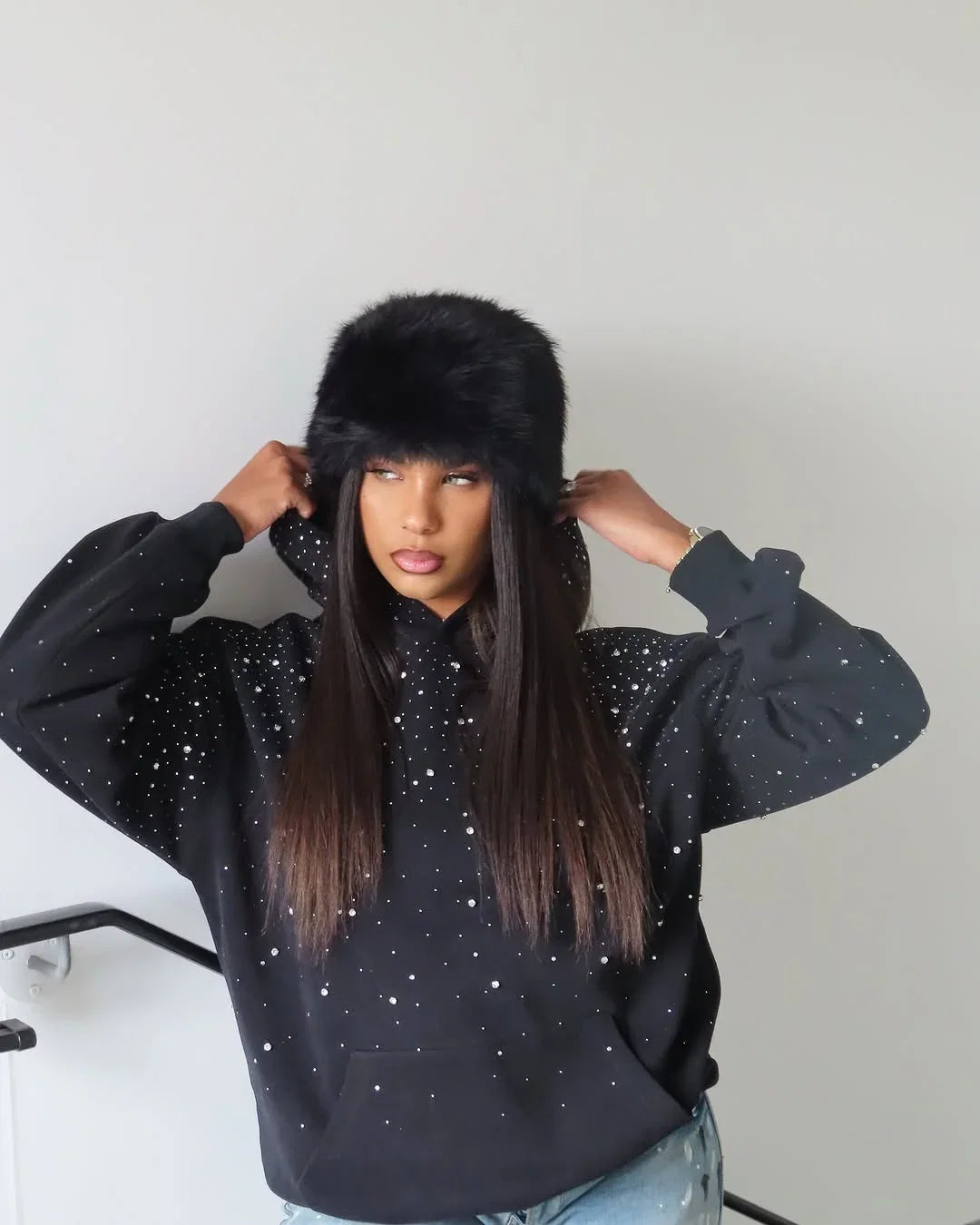 Rhinestone Hoodie – Dotted Hoodies & Sweatshirts