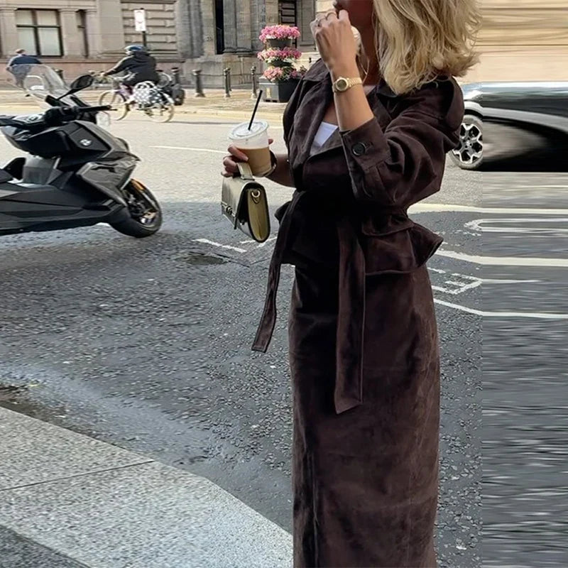 Brown Suede Trench Coat Jacket – Jackets