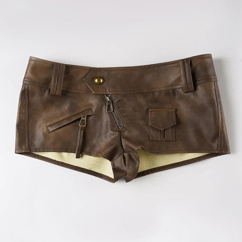 Brown Low-Waisted Shorts – Shorts
