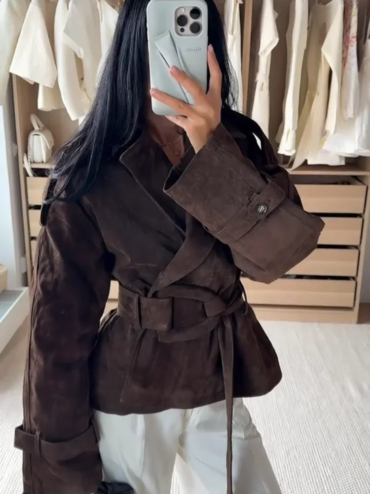 Brown Suede Trench Coat Jacket – Jackets