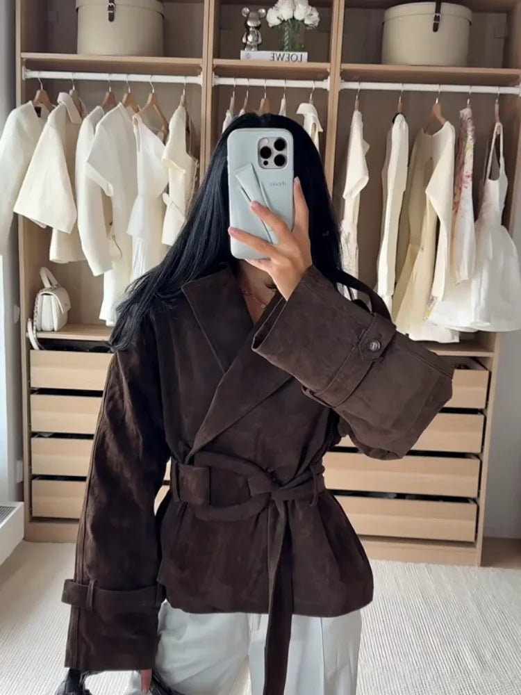 Brown Suede Trench Coat Jacket – Jackets