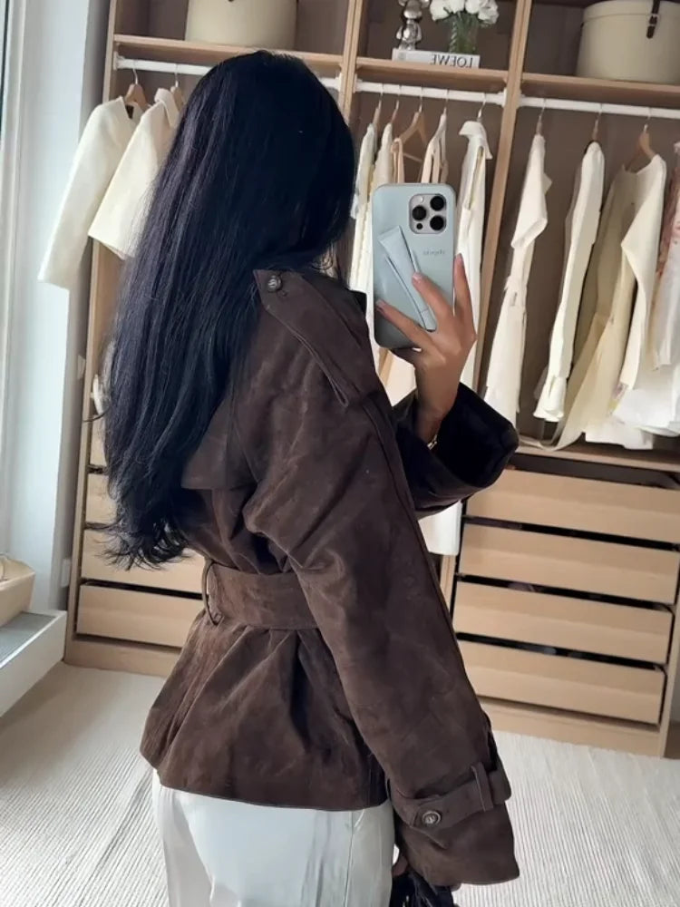 Brown Suede Trench Coat Jacket – Jackets