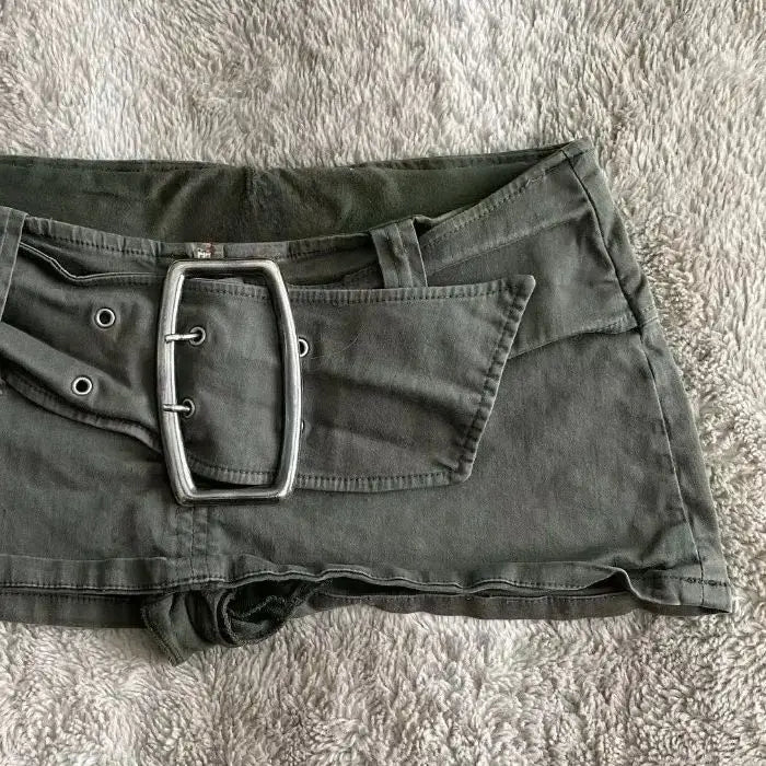 low waist mini denim skirt – Green Skirts