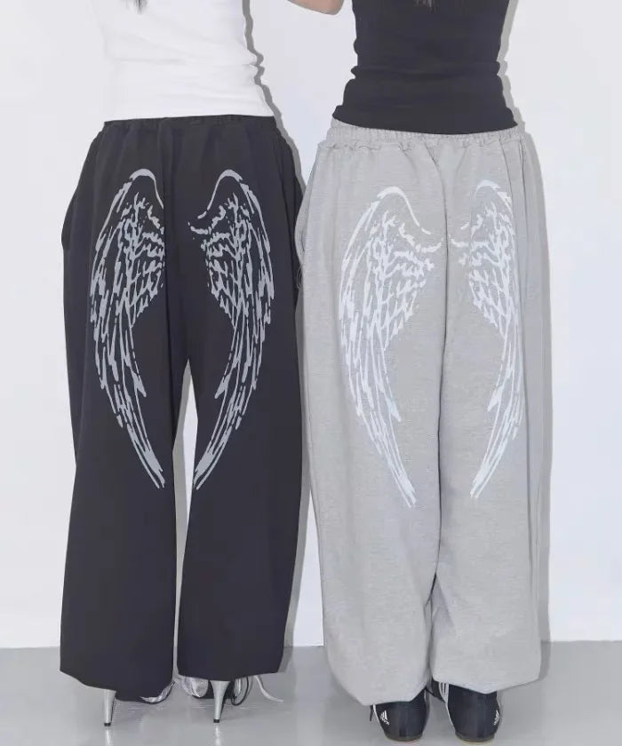 Angel Wings Graphic Breathable Pants – White Trousers & Joggers