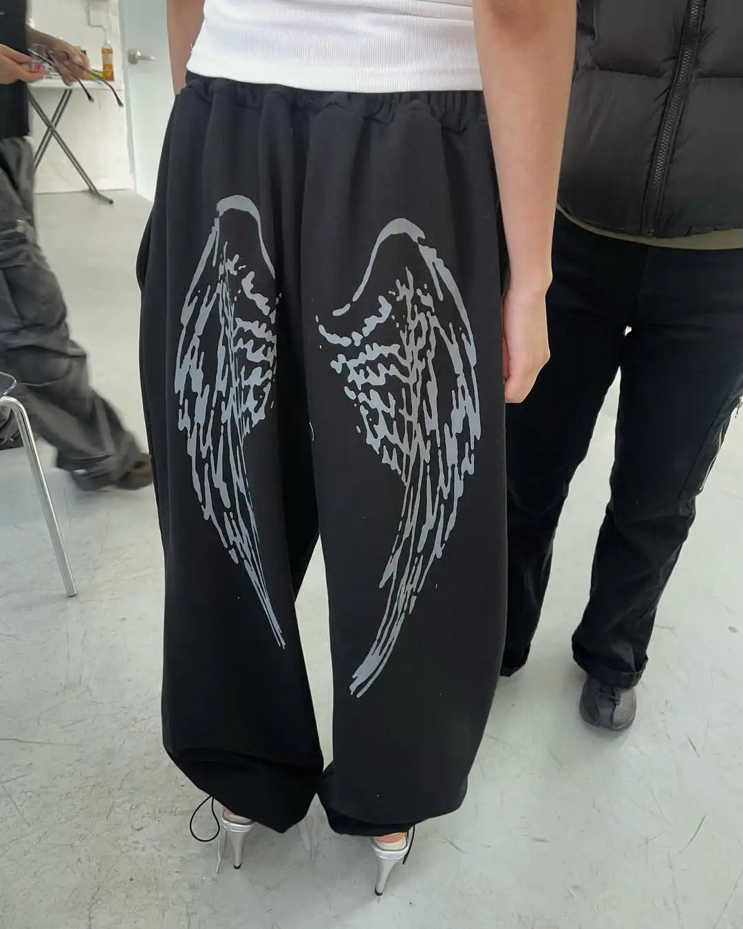 Angel Wings Graphic Breathable Pants – White Trousers & Joggers