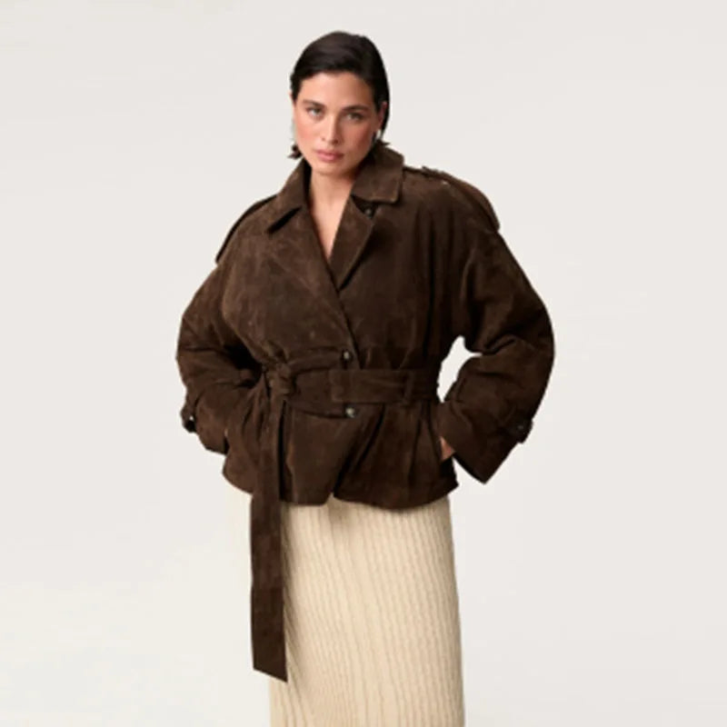 Brown Suede Trench Coat Jacket – Jackets