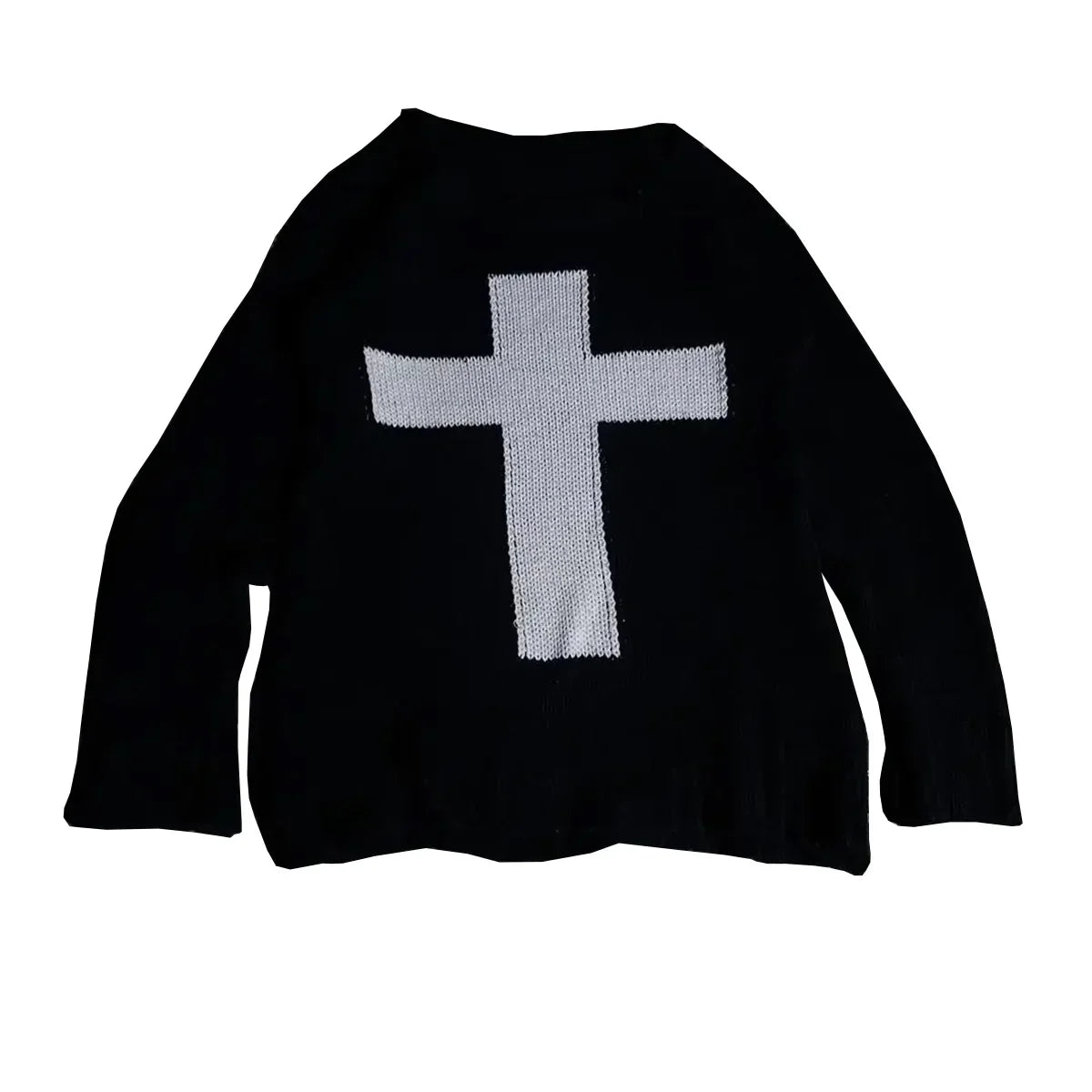 Retro Cross Tee Sweater – Black Sweaters