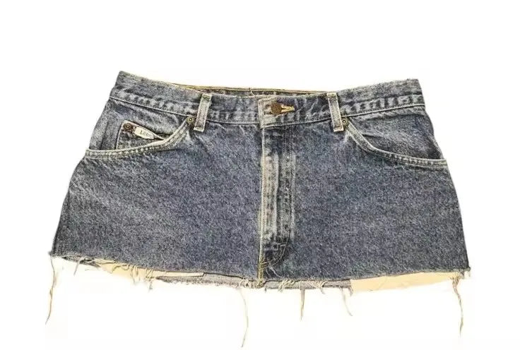 Red Applique Print Denim Skirt – Skirts