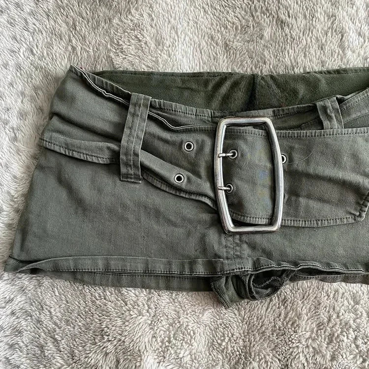 low waist mini denim skirt – Green Skirts