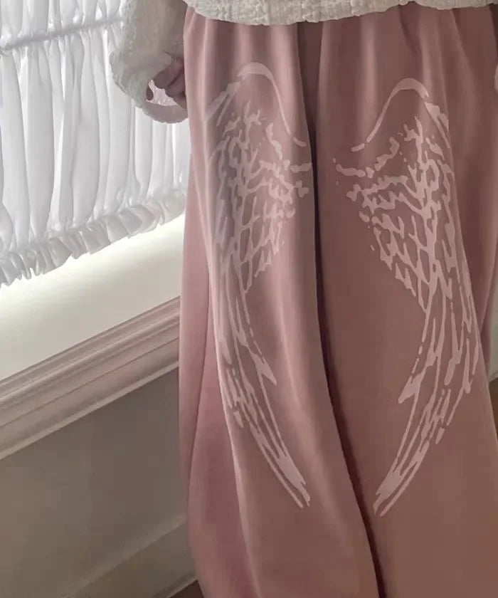 Angel Wings Graphic Breathable Pants – White Trousers & Joggers