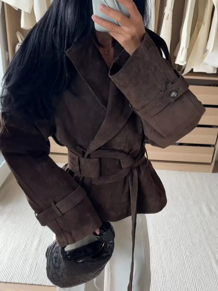 Brown Suede Trench Coat Jacket – Jackets