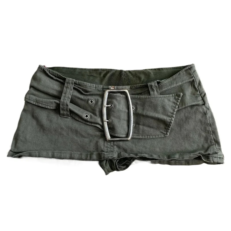low waist mini denim skirt – Green Skirts