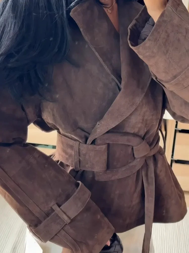 Brown Suede Trench Coat Jacket – Jackets