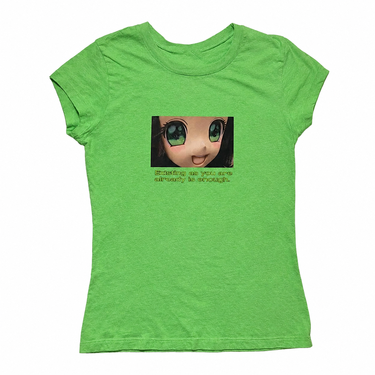 Green Y2K Anime Graphic Baby Tee – Tops